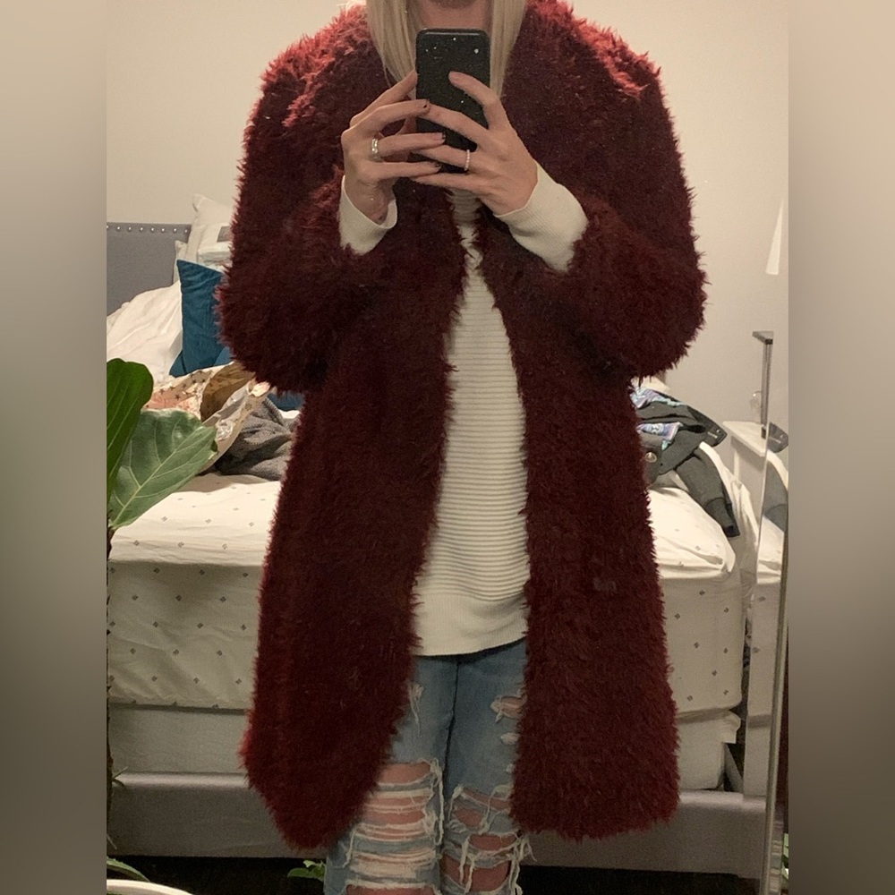 Red Sherpa coat